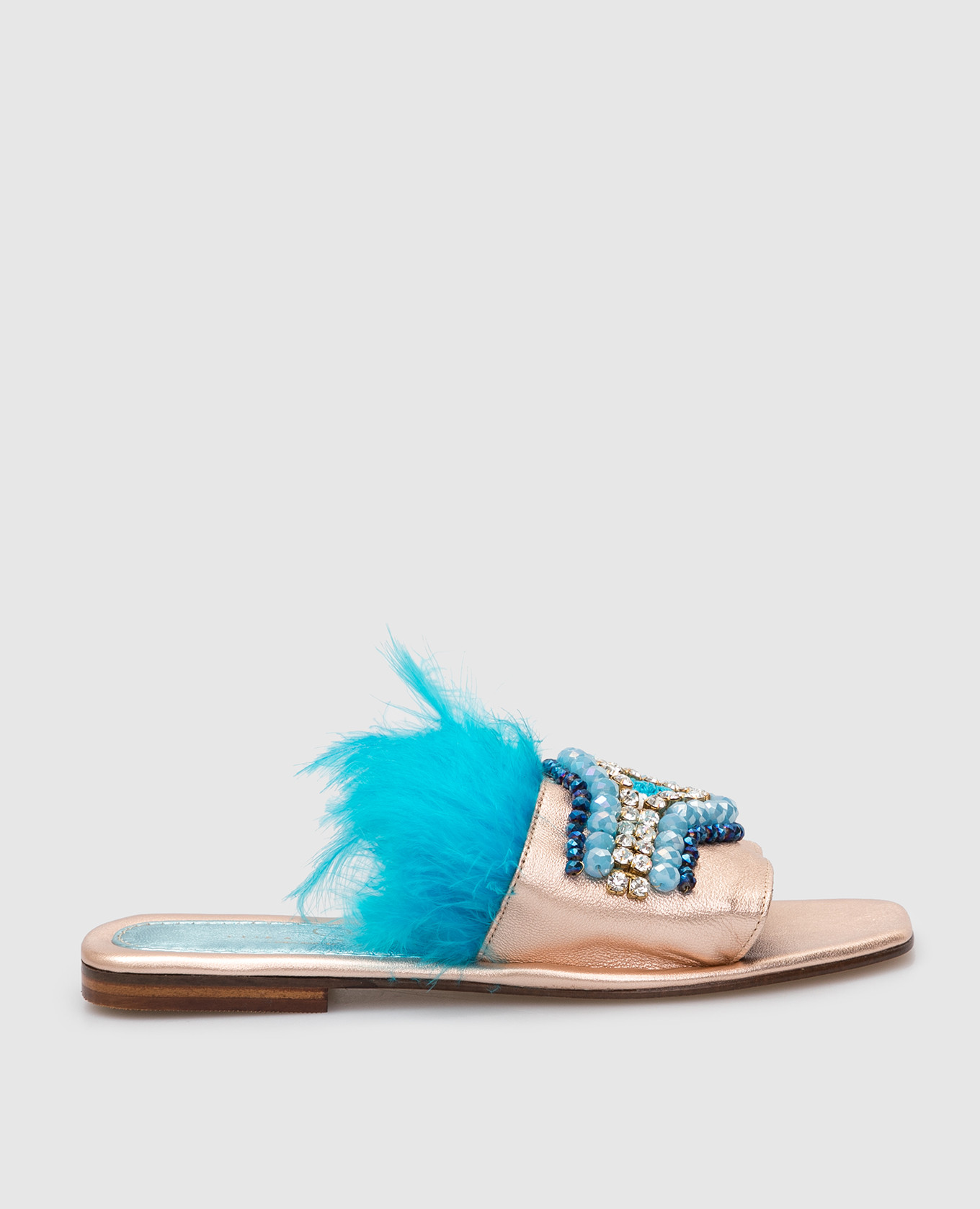 

Шлепанцы Empress ручной работы, Золотистый, Шлепанцы