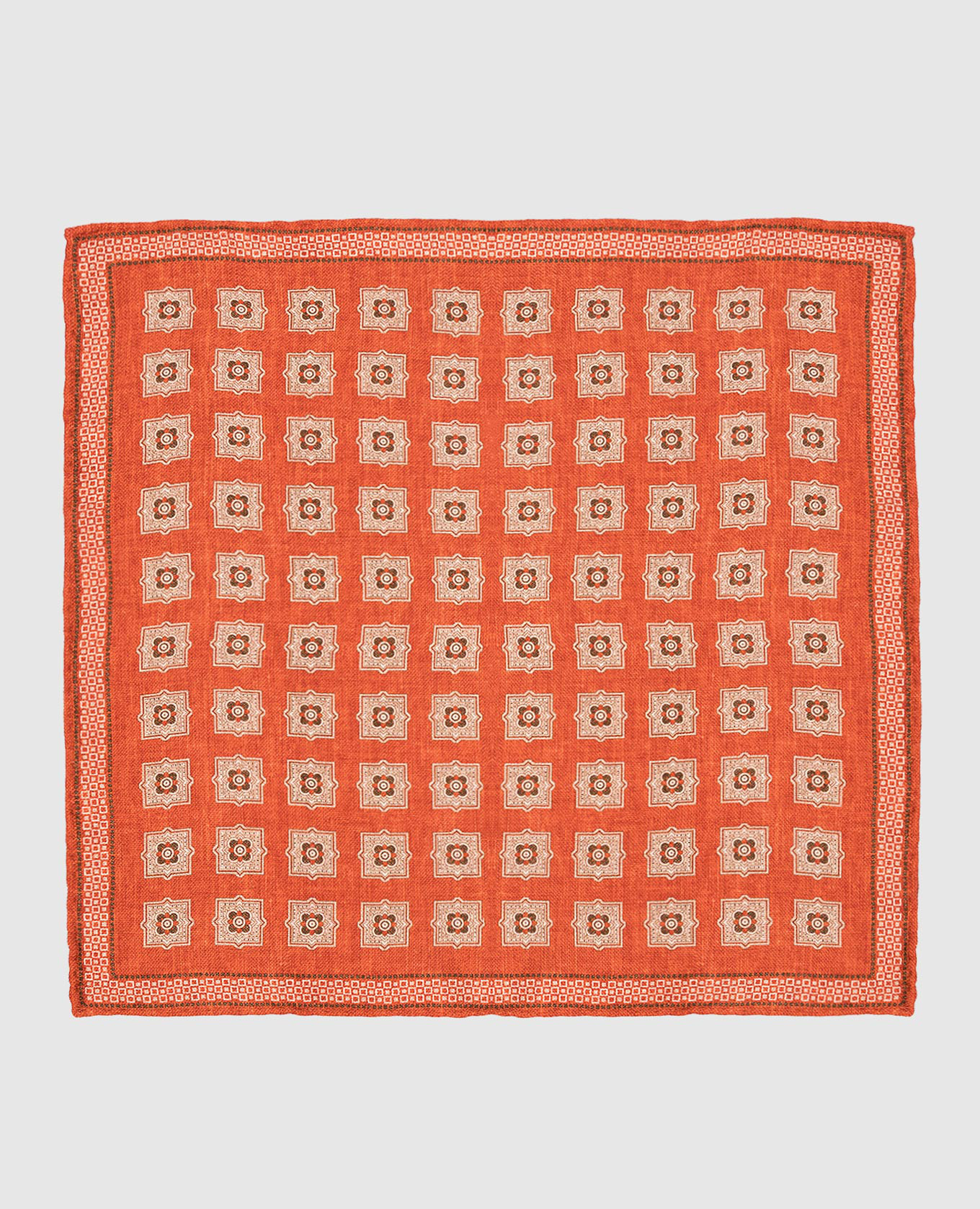 Terracotta patterned silk scarf