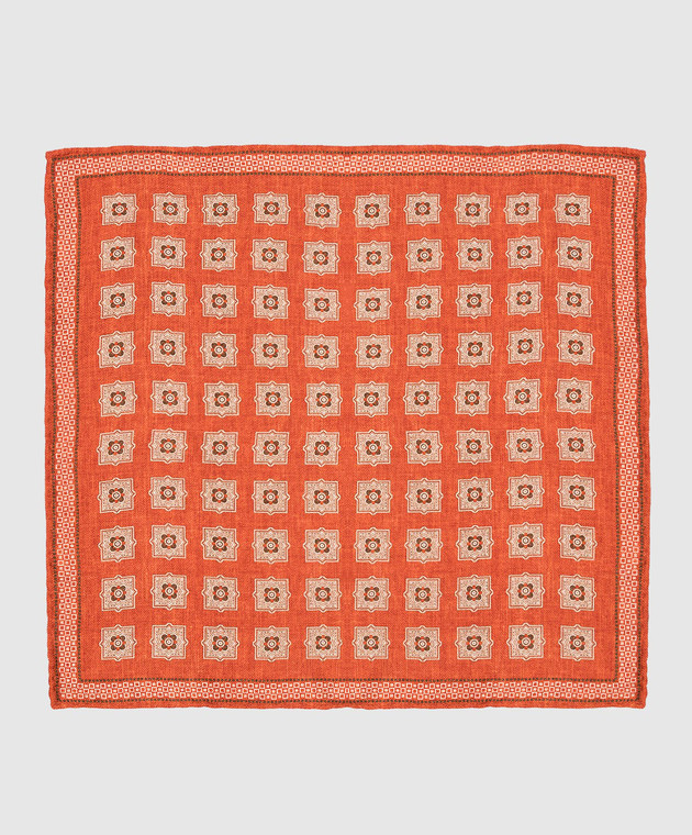 Brunello Cucinelli Terracotta patterned silk scarf MQ8440091