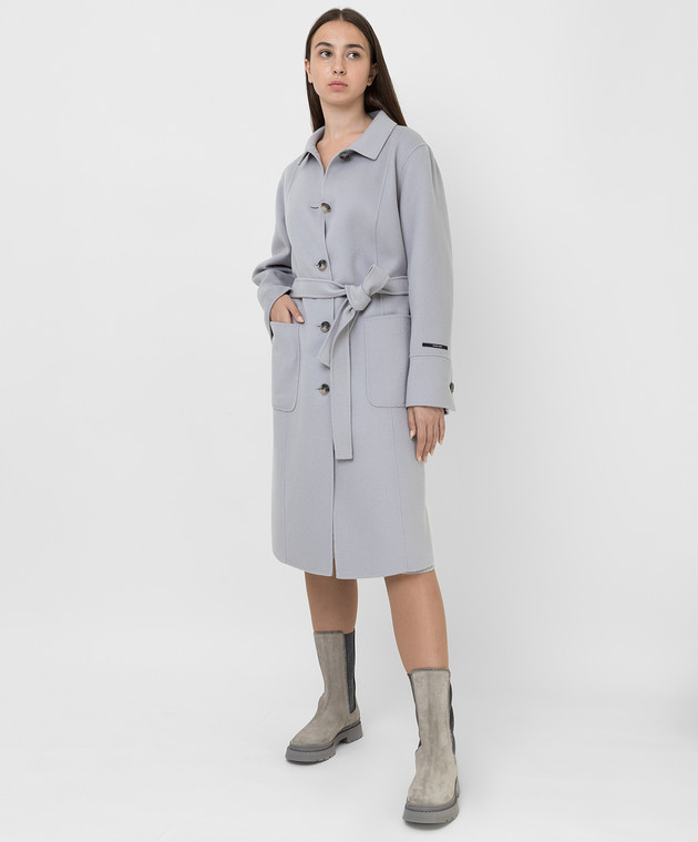 Marina Rinaldi Светло-серое пальто из  шерсти и кашемира TANGO изображение 2