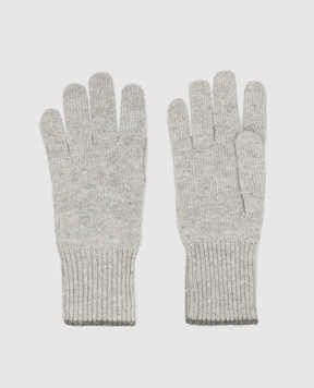 Brunello Cucinelli Светло-серые перчатки из кашемира M2293118
