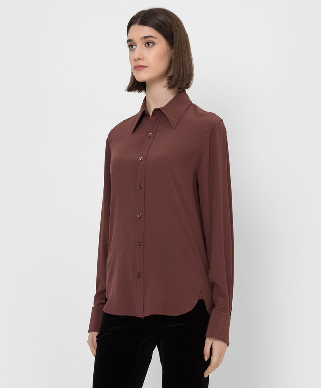 Saint Laurent Коричневая шелковая блуза 663493Y100W изображение 3