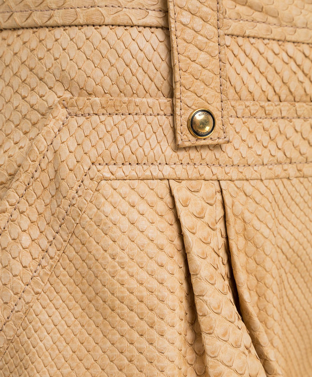 Gucci Бежеві штани зі шкіри пітона 264366 зображення 5
