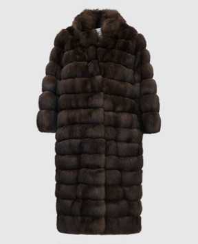 Real Furs House Темно-коричневая шуба из соболя 24342SILVERY