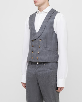 Brunello Cucinelli Сірий жилет з вовни в смужку ML4211994