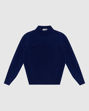 Stefano Ricci Детский синий свитер из кашемира с узором KYS8300L10SY6480