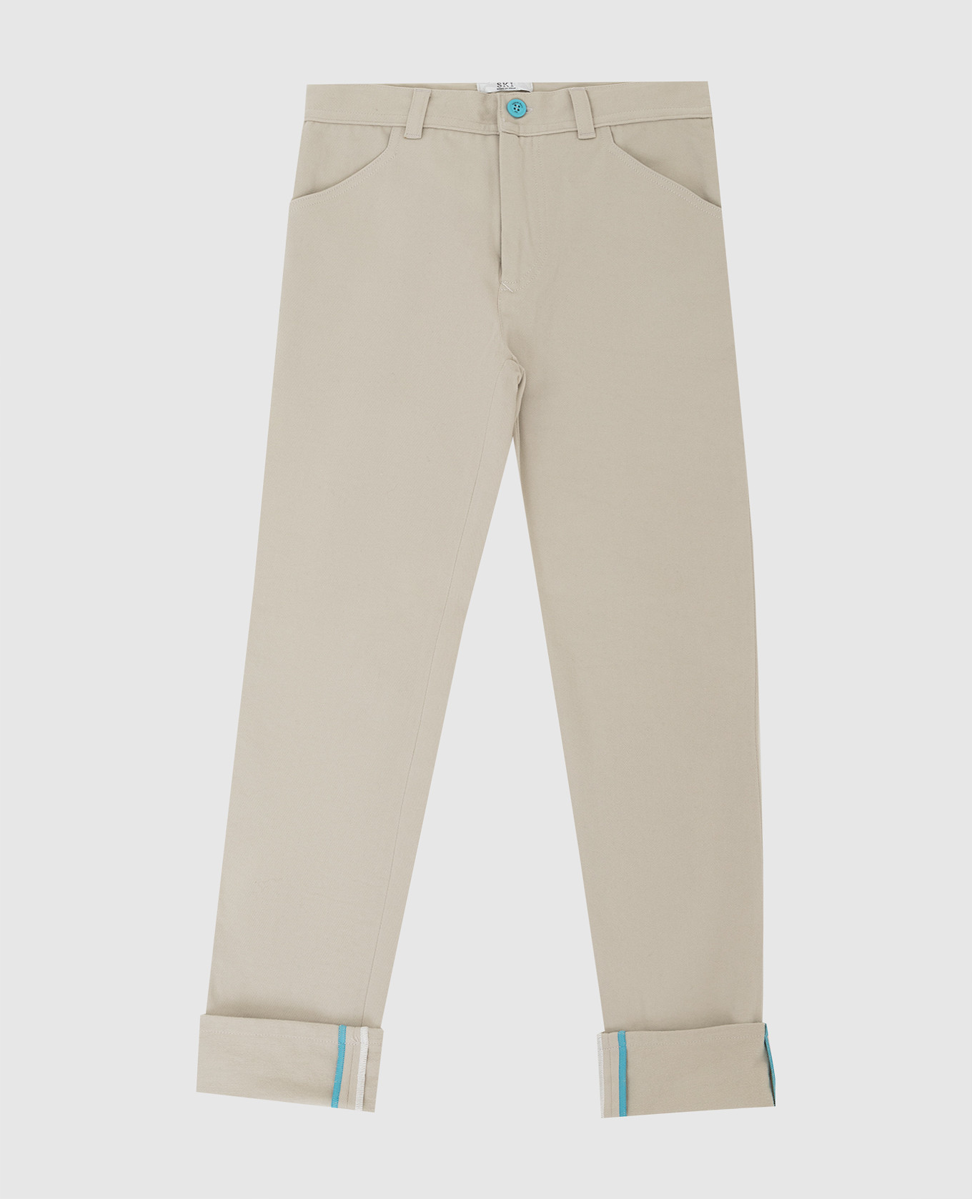 Children's light beige trousers with embroidery