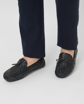 Bottega Veneta Темно-сині мокасини зі шкіри крокодила 325894