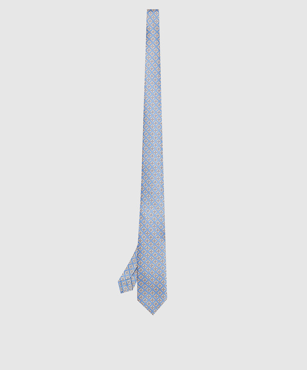 Stefano Ricci Дитячий шовковий блакитний набір з краватки та хустки-паші у візерунок YDH27025 зображення 2