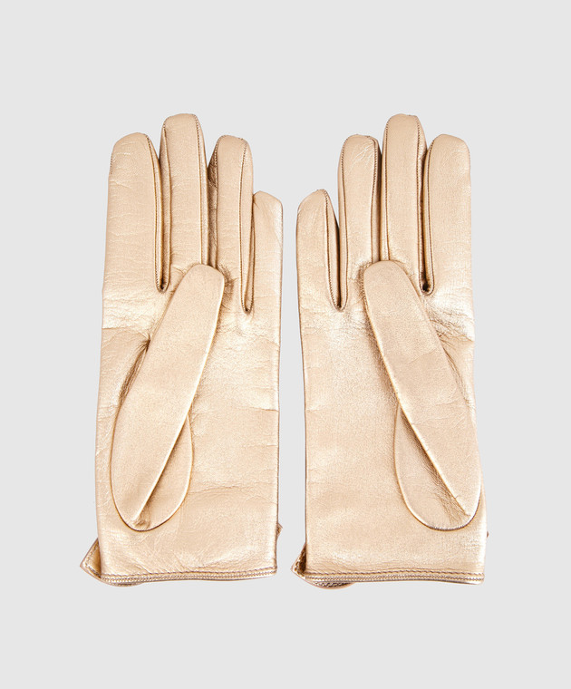 Gucci Золотистые кожаные перчатки с бантами 477968DI900 изображение 2