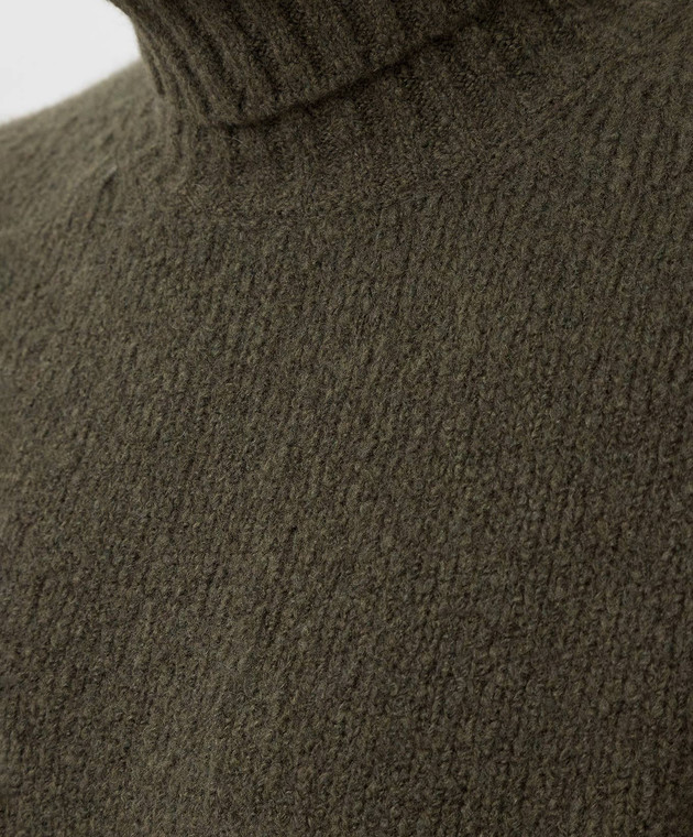 SCAGLIONE Темно-зеленый свитер из шерсти мериноса и кашемира UDB030 изображение 5