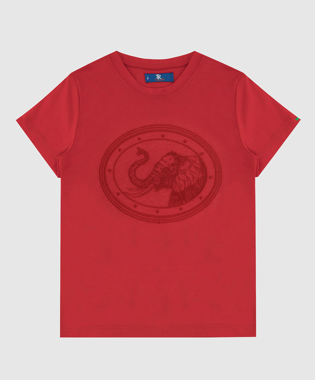 Stefano Ricci Детская красная футболка с вышивкой YNH7200030803