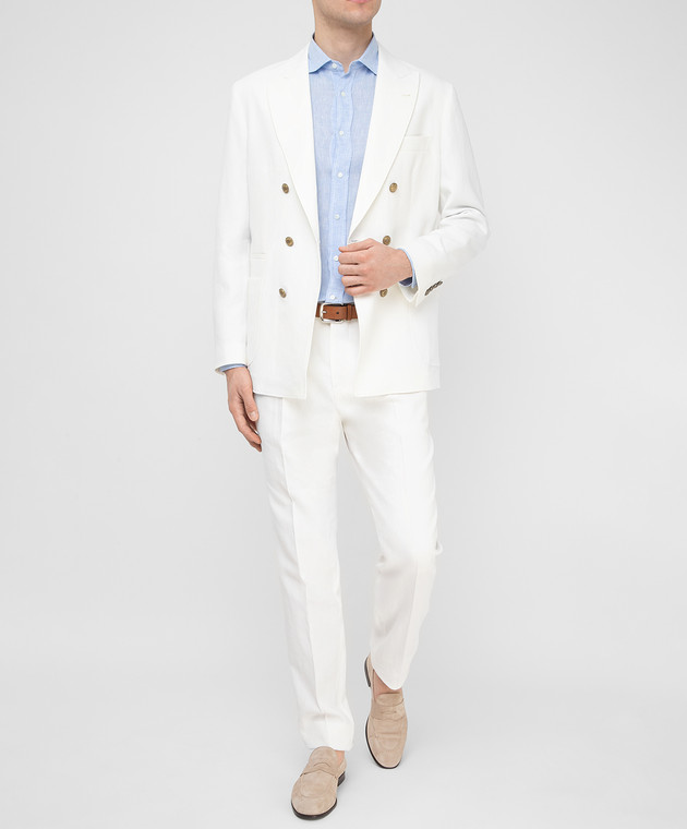 Brunello Cucinelli Світло-бежевий блейзер з льону MW4317BBDM зображення 2