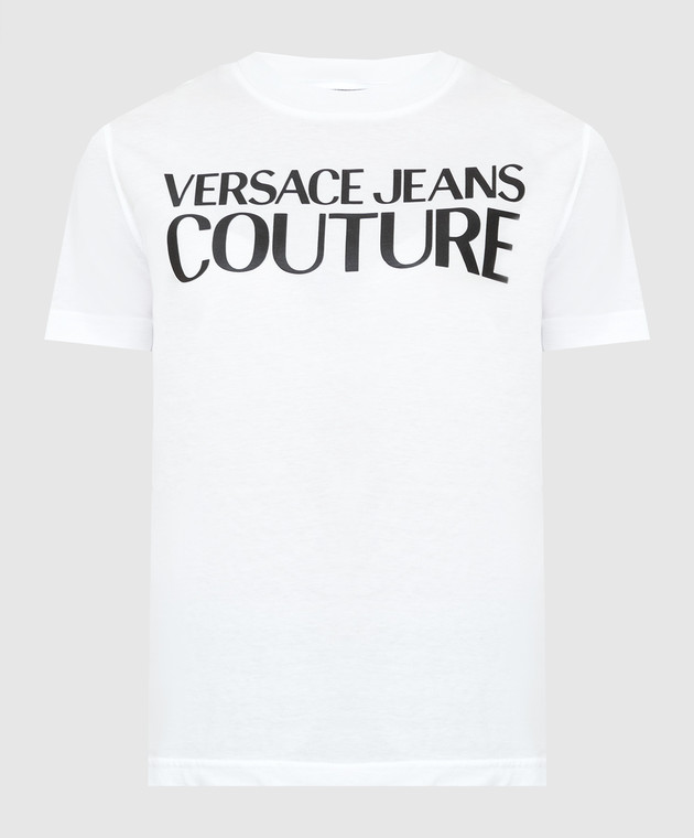 Versace Jeans Couture Белая футболка с принтом логотипа 71HAHF00CJ00F