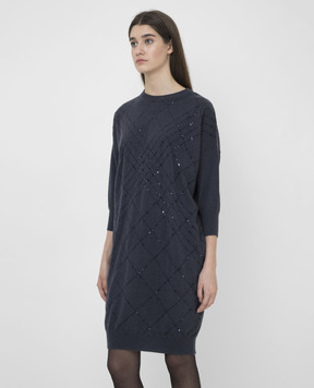 Brunello Cucinelli Платье из кашемира с пайетками M12173A90