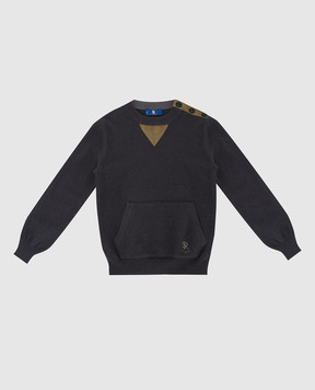 Stefano Ricci Детский свитер из кашемира с кожаными вставками K808003GSYY16483