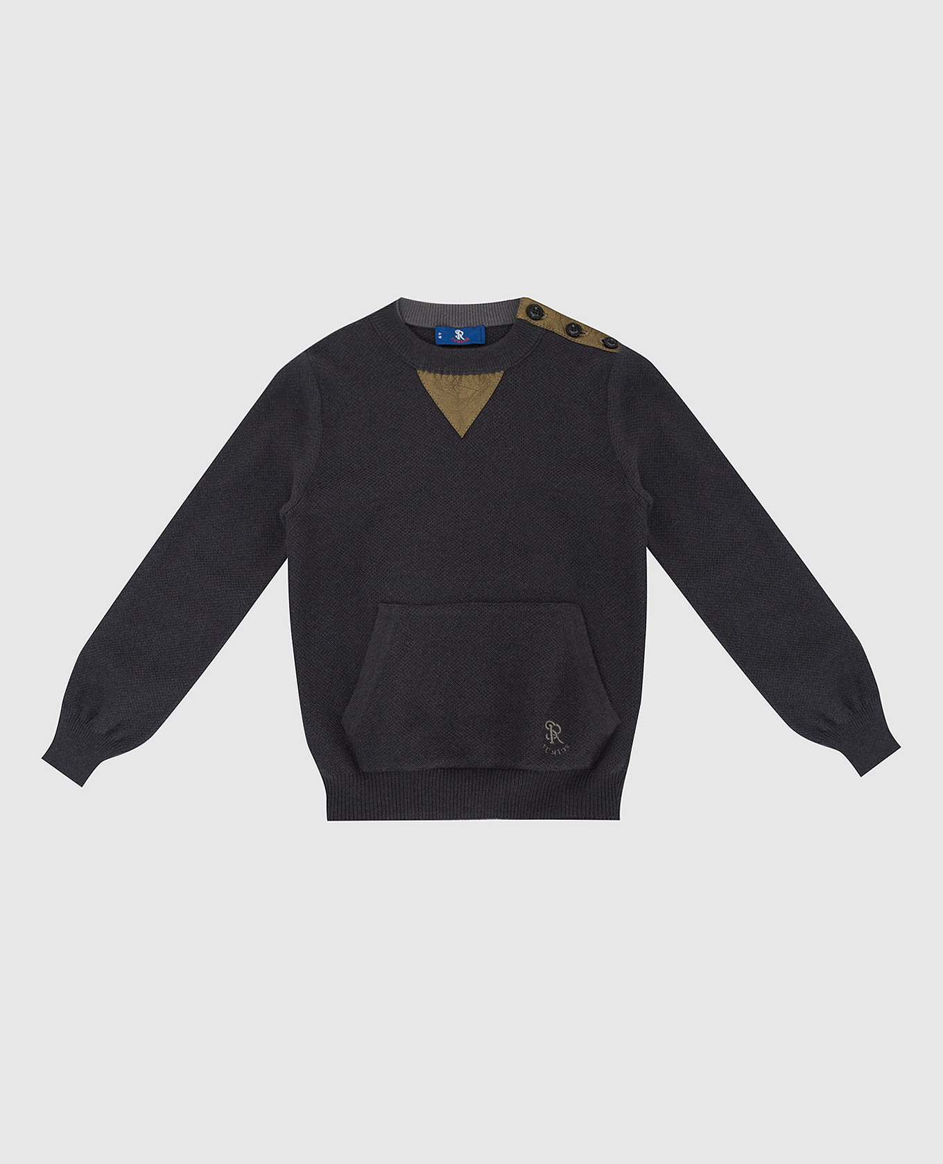 Children's cashmere sweater with leather inserts