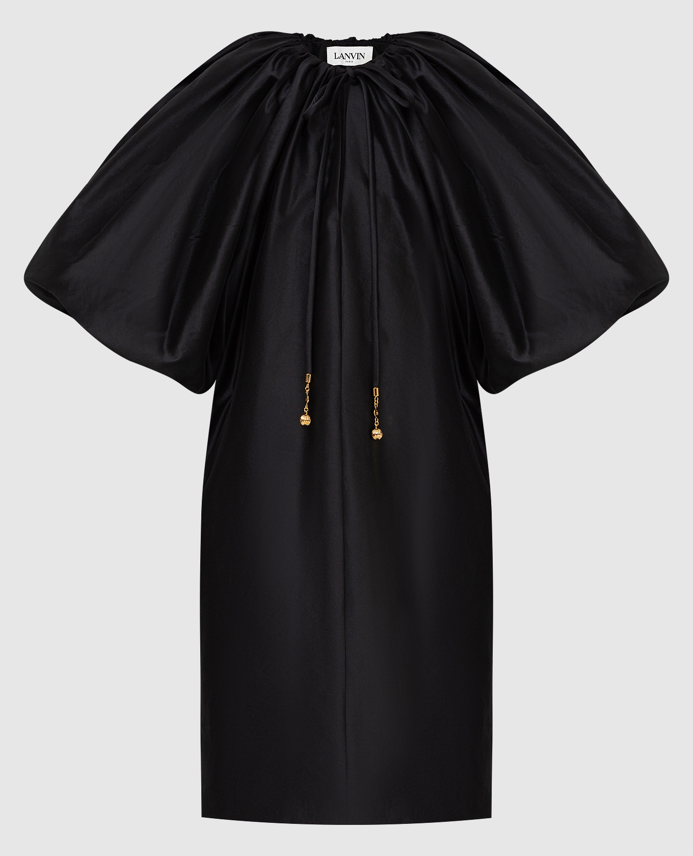 Черное платье с воздушными рукавами Lanvin