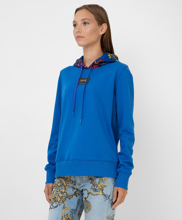 Versace Jeans Couture - Blue hoodie with Regalia Baroque print ...
