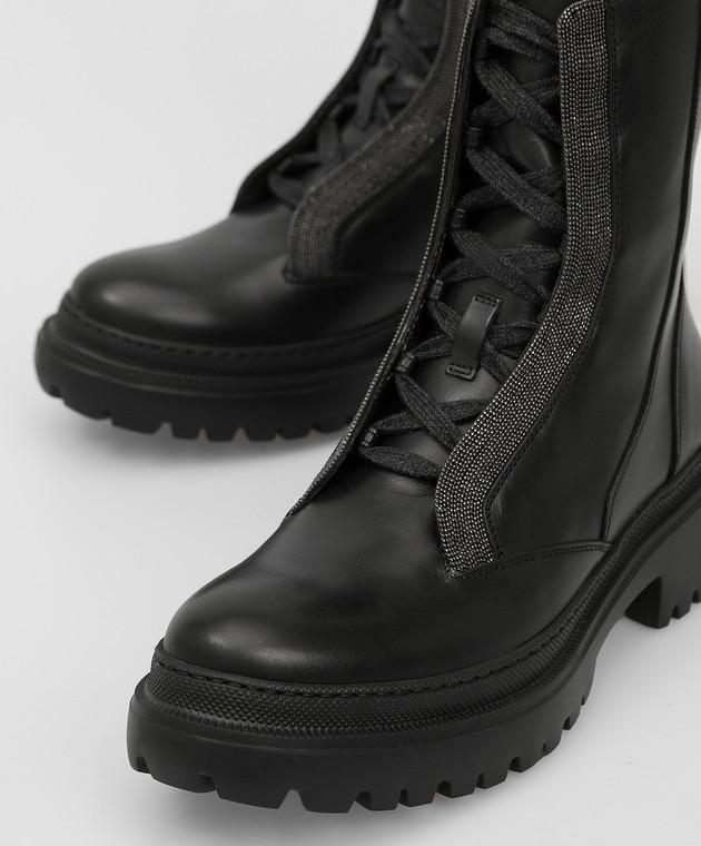 Brunello Cucinelli Кожаные ботинки с цепочками из эколатуни MZBSG2009P изображение 5