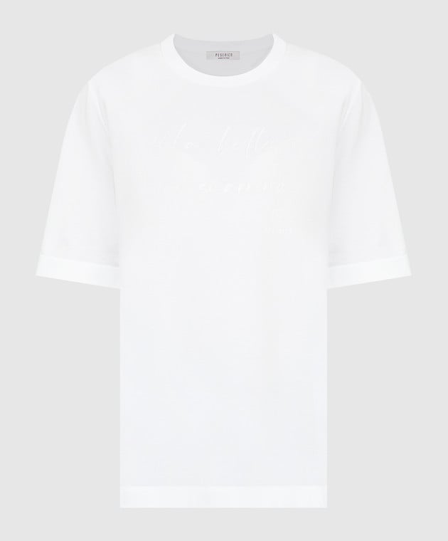 Peserico Біла футболка з принтом і розрізами S06990J0Q600079