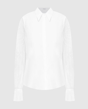 Brunello Cucinelli Белая рубашка с вышивкой M0091MX216