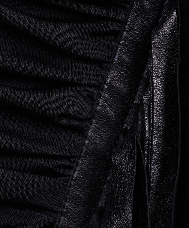 Blumarine Чорна сукня з драпірованого шовку з деталями зі шкіри 58465 зображення 5