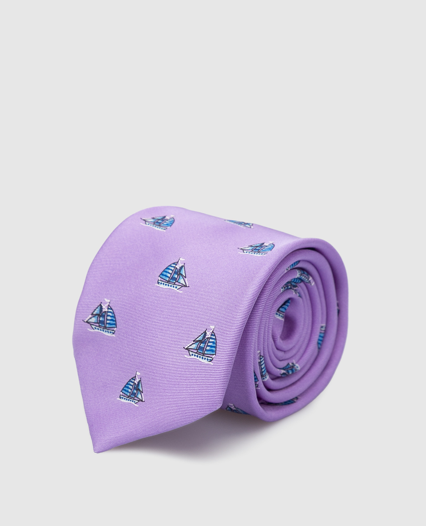 Детский сиреневый шелковый набор из галстука и платка-паше в узор