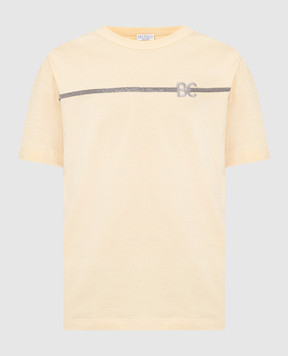 Brunello Cucinelli Желтая футболка с цепочками и монограммой M0A45BN400