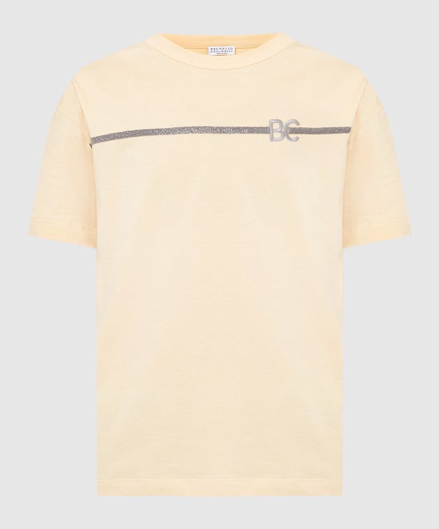 Brunello Cucinelli Жовта футболка з ланцюжками та монограмою M0A45BN400