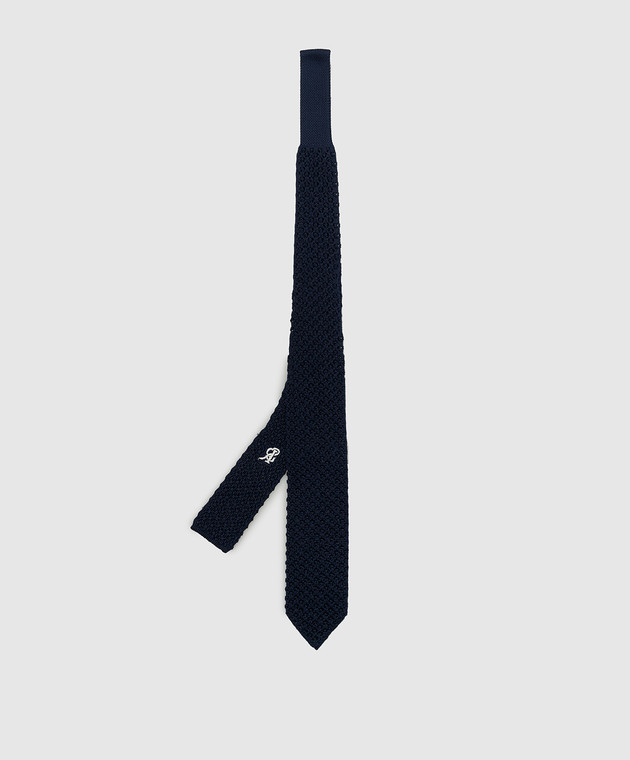 Stefano Ricci Дитячий темно-синій шовковий галстук в візерунок YCRM1600SETA зображення 2
