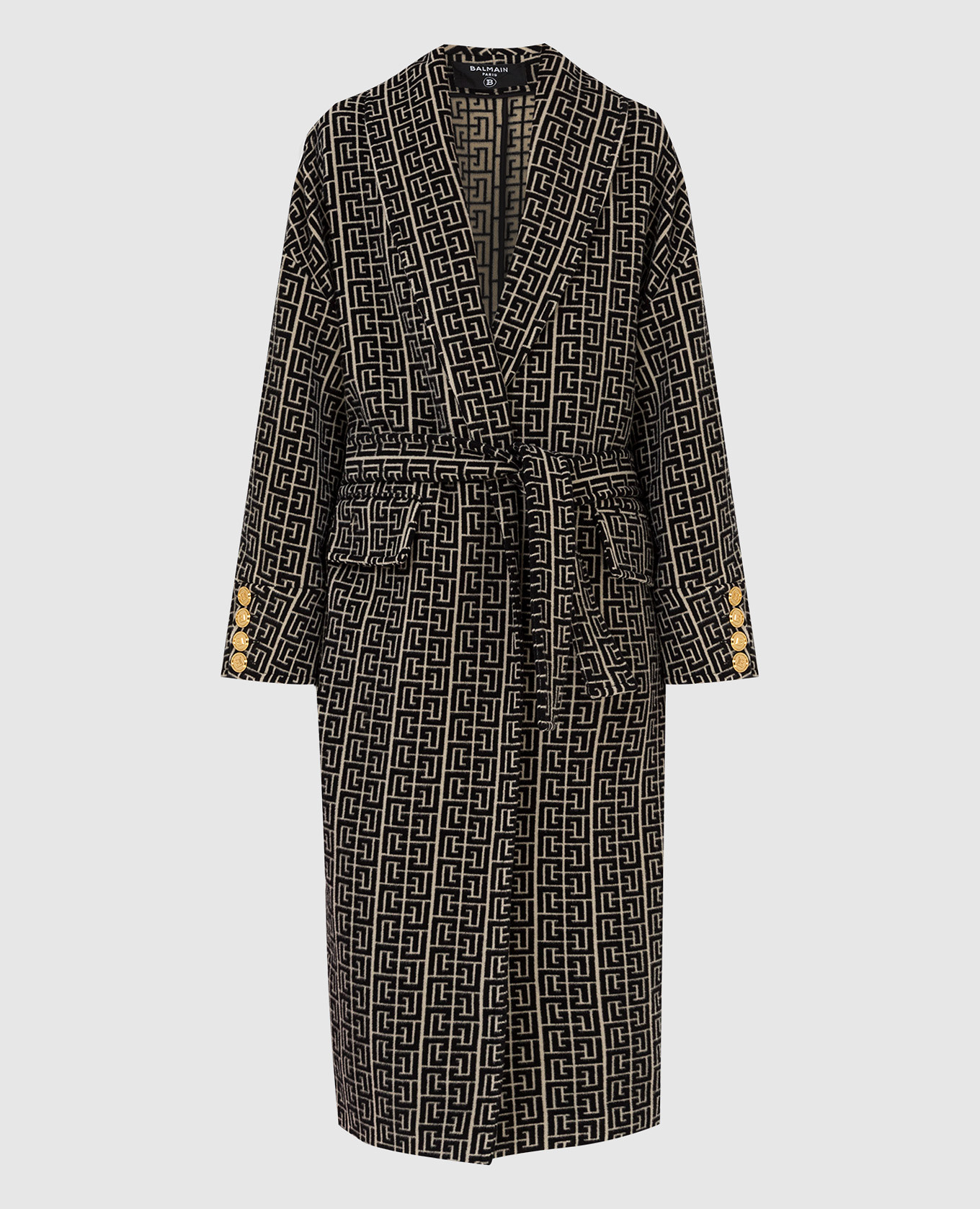 

Пальто из шерсти в узор монограммы, Черный, Пальто