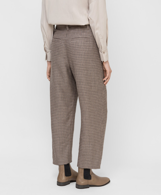 Brunello Cucinelli Бежевые брюки из льна, шерсти и шелка MP463P7424 изображение 4
