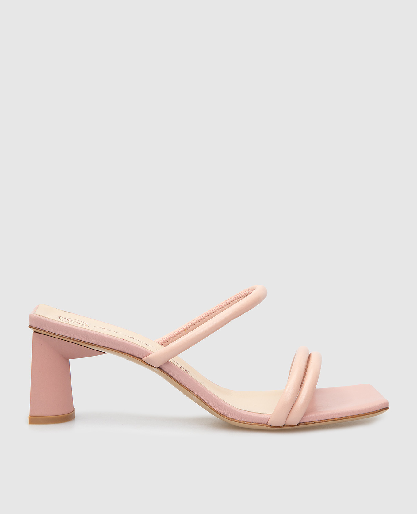 

Пудровые кожаные мюли, Розовый, Мюли