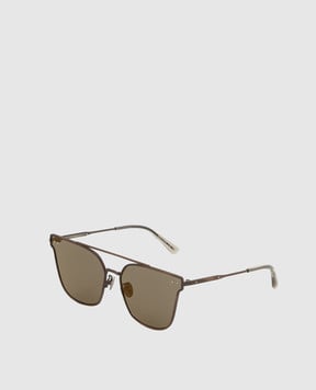 Bottega Veneta Бронзовые солнцезащитные очки с элементами Intrecciato BV0140S30001684