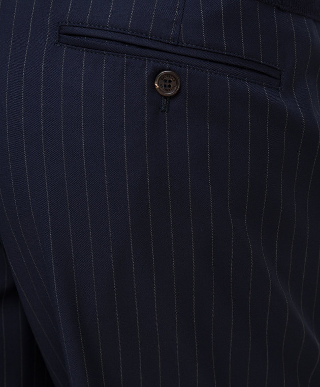 Brunello Cucinelli Темно-синие брюки из шерсти ML438PA07 изображение 5