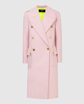 Balmain Рожеве пальто з  вовни WF0UD020W142