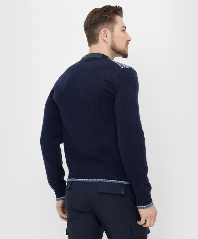 Stefano Ricci Темно-синий свитер из кашемира в узор K606238G01F21420 изображение 4
