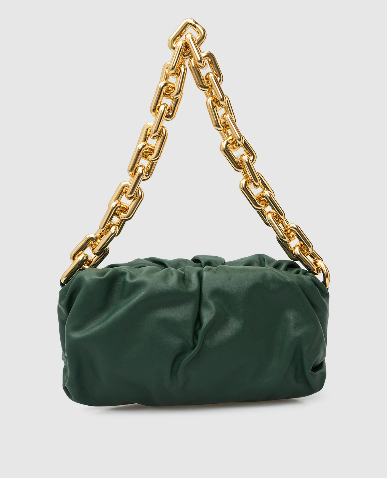 Зеленая кожаная сумка-багет The Chain Pouch