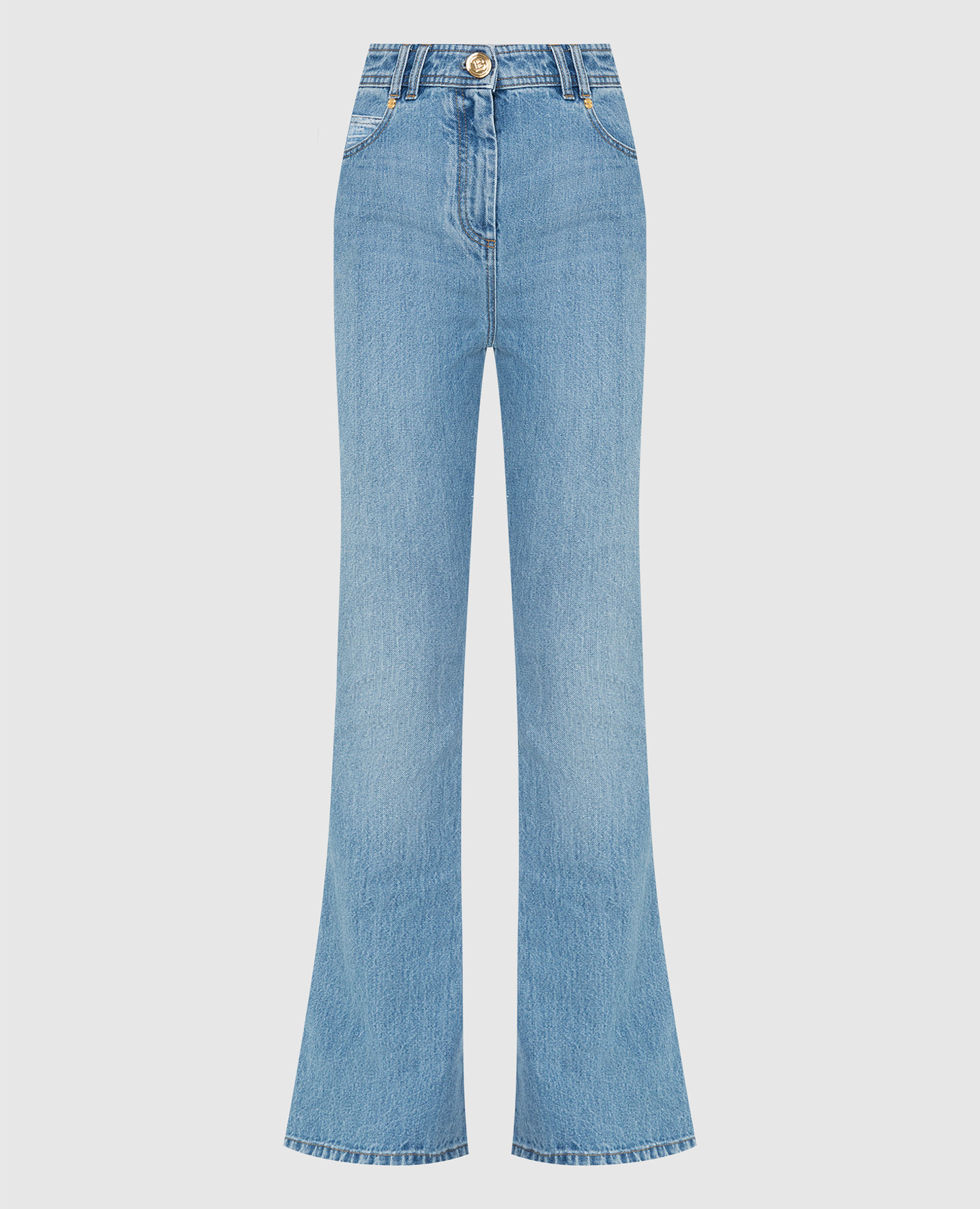 

Джинсы-буткат с монограммой, Синий, Джинсы клеш