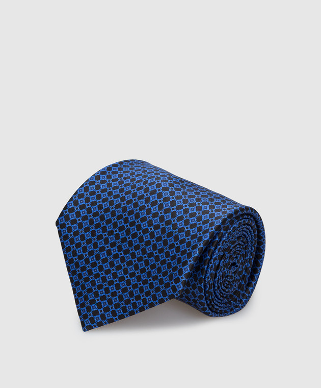 Stefano Ricci Темно-синій шовковий галстук в візерунок патерн CH41029