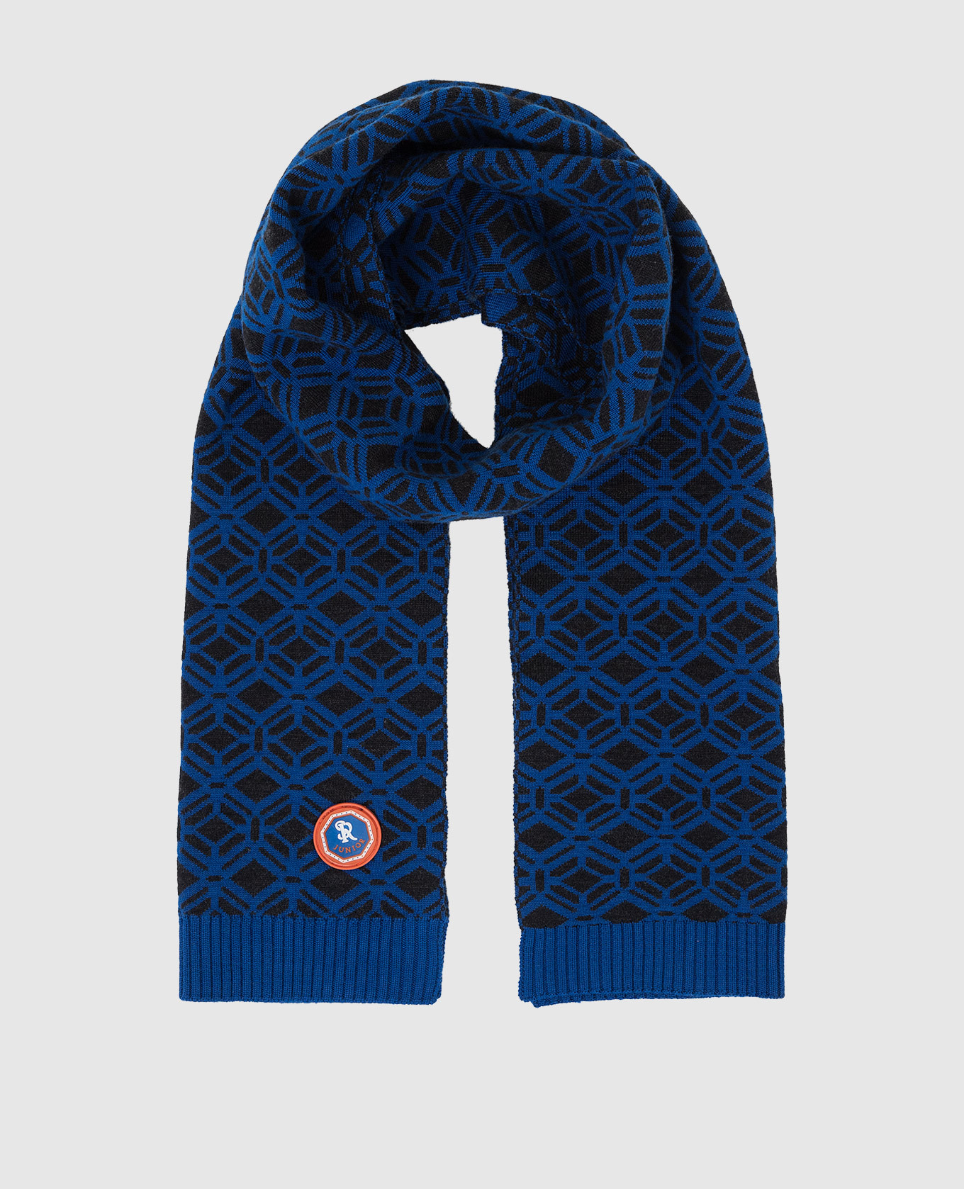 Patterned blue cashmere scarf for children