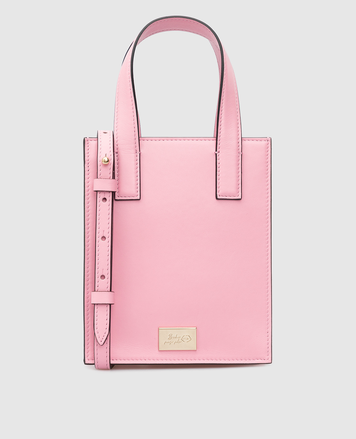 Розовая кожаная сумка-тоут