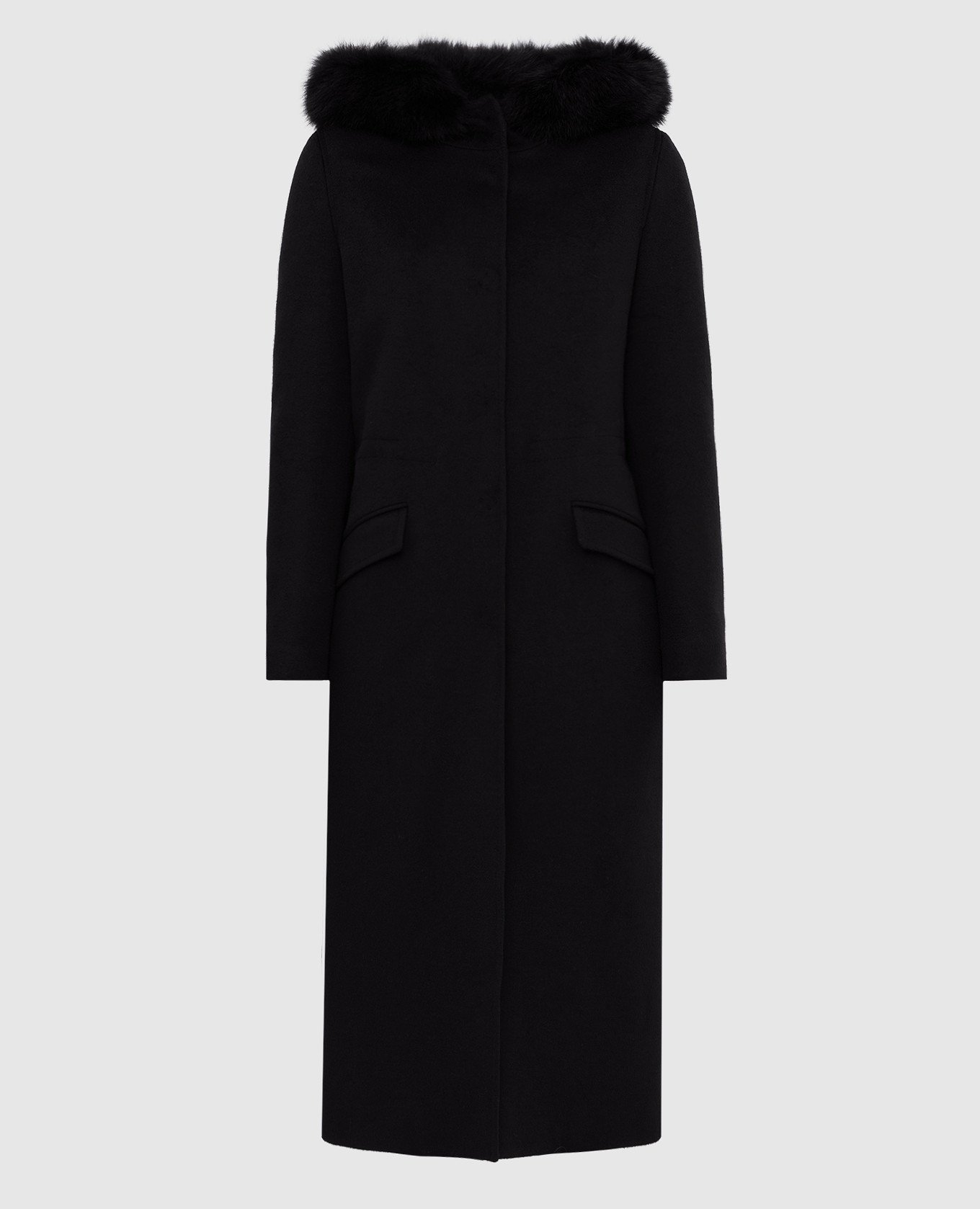 Черное пальто из шерсти