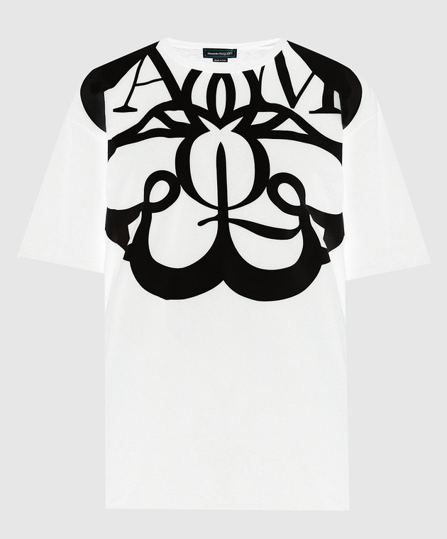 Alexander McQueen Біла футболка з принтом емблеми логотипу 659987QZAC6