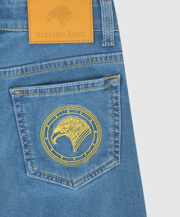 Stefano Ricci Детские светло-синие джинсовые шорты YFT0203030Z901 изображение 3