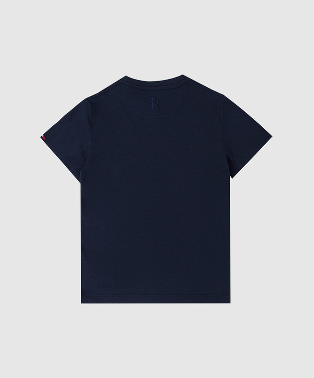 Stefano Ricci Детская темно-синяя футболка с вышивкой эмблемы YNH1100360803 изображение 2