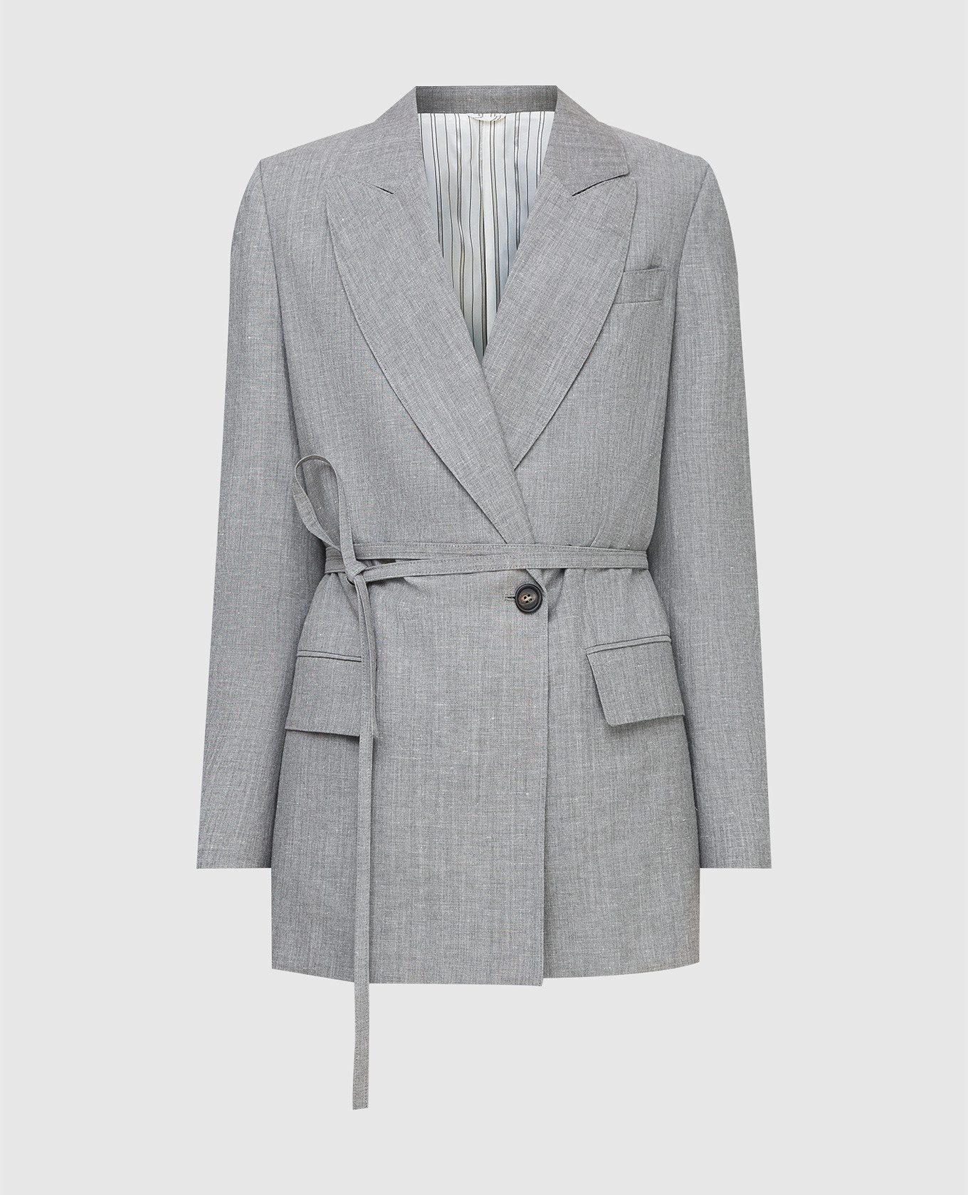 

Серый жакет из шерсти и льна Brunello Cucinelli, Жакеты