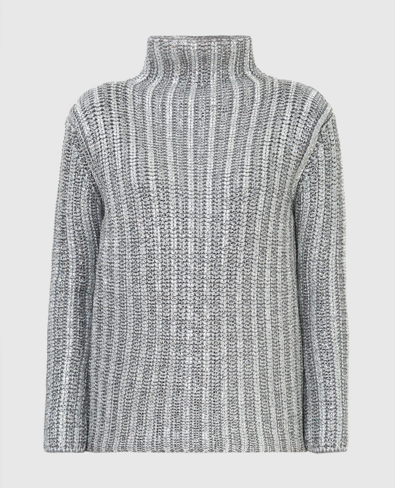 Ermanno Scervino Серебристый свитер в кристаллы D395M714CTNWA