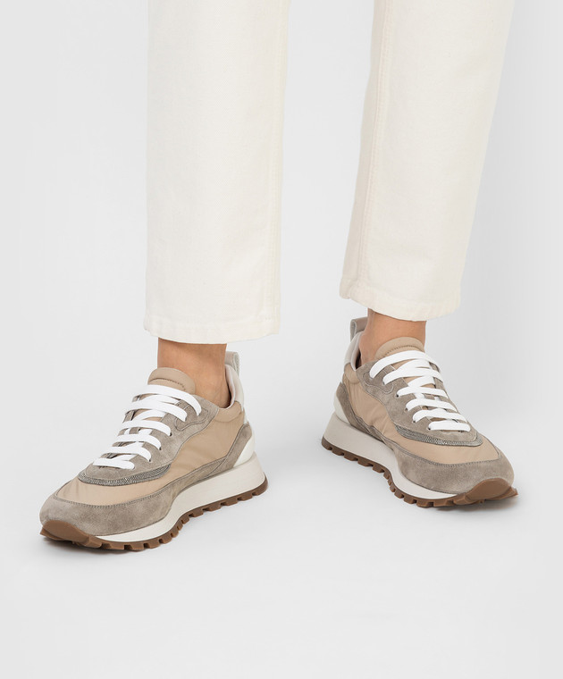 Brunello Cucinelli Бежевые кроссовки с цепочками MZSFG2252 изображение 2